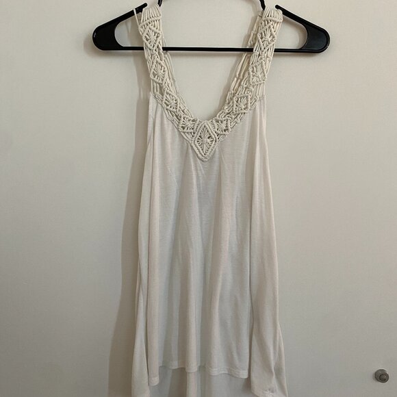 american eagle outfitters white macrame tank top - size medium - Picture 1 of 3